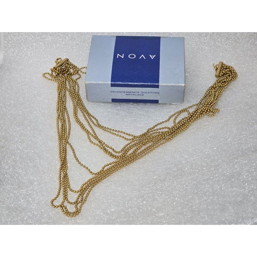 Avon Incandescence Goldtone Multi-Strand Necklace Original Box Vintage Jewelry